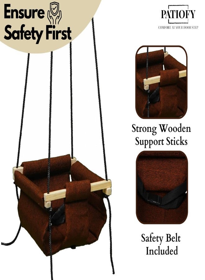 Patiofy Swing for Kids | Hanging Baby Swing for Indoor & Outdoor Use | Kids Swing | Jhula for Baby | Baby Garden Swing | Jhula for Kids | (6 Months to 3 Years- Brown) - Image 5